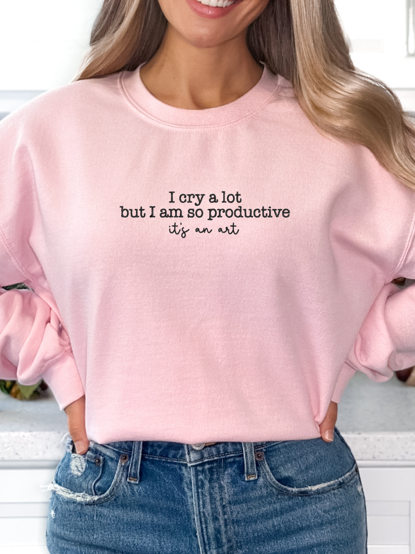 I Am So Productive Crewneck | Embroidered Crewneck Sweatshirt