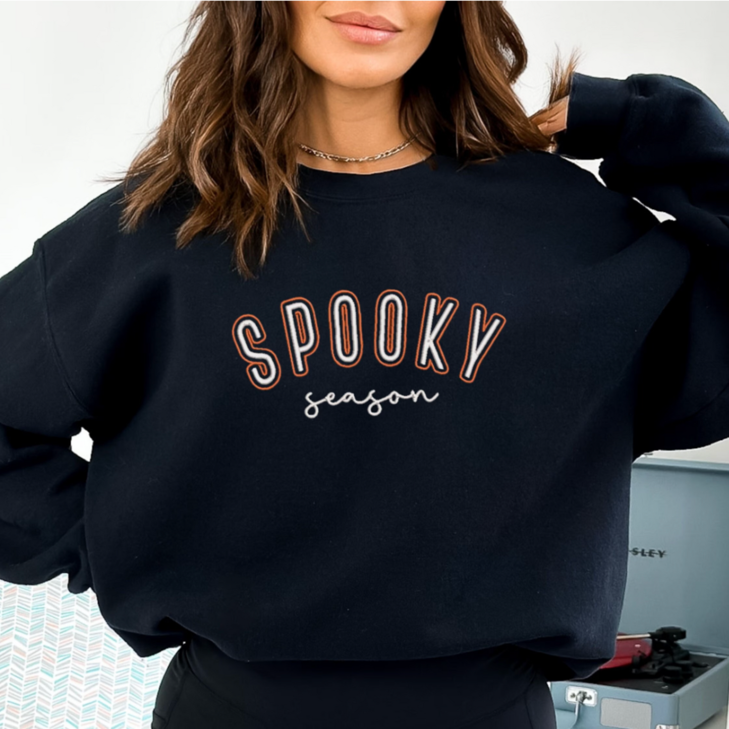 Spooky Season Crewneck | Embroidered Crewneck Sweatshirt